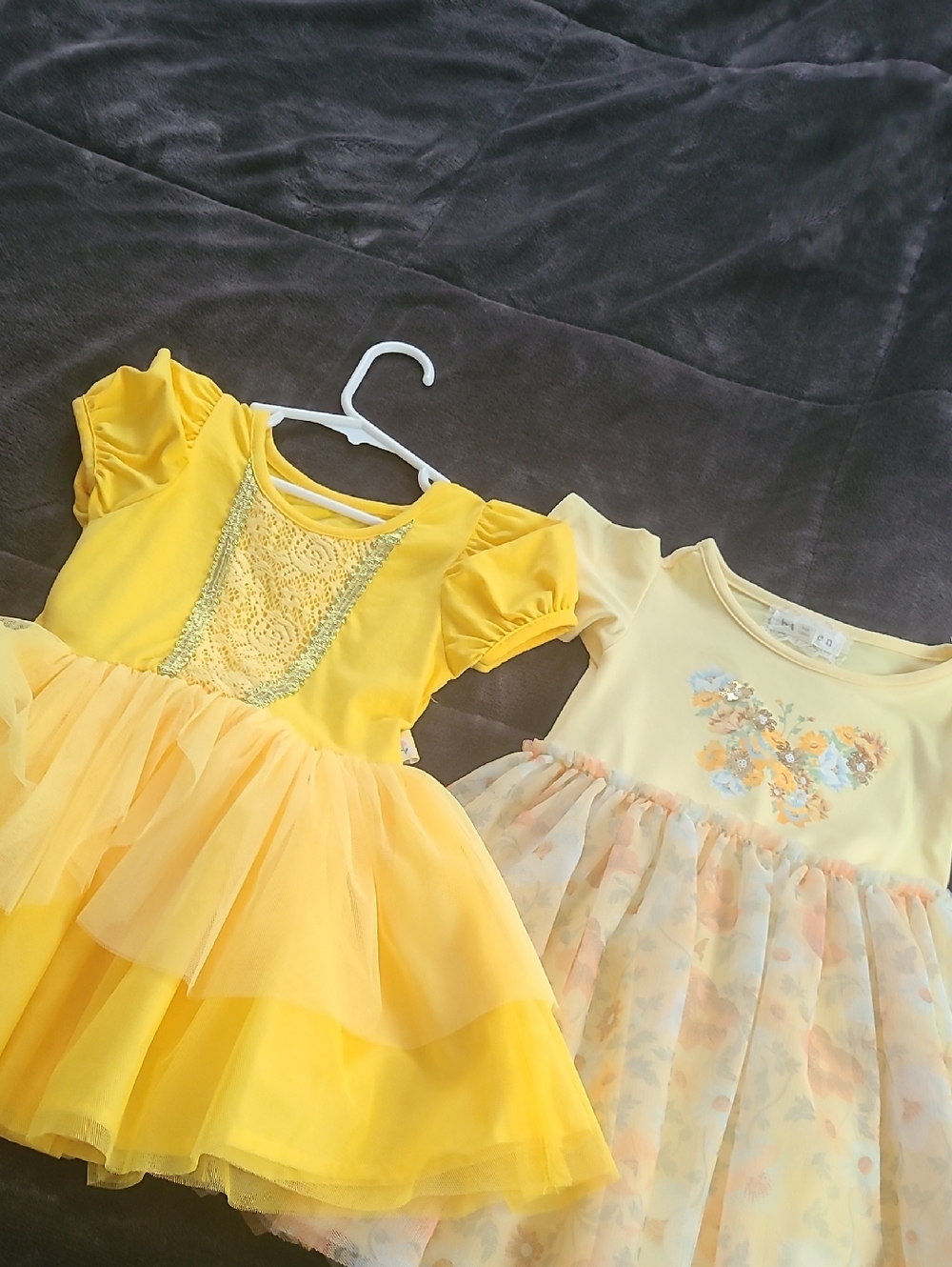 Yellow Girls' Tulle Party Dresses - Floral & Lace Details